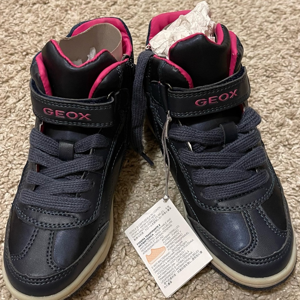 Geox Kids' Black and Pink Sneakers
